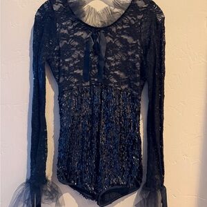 Art Stone Black Sequin and lace dance Costume